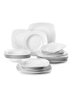 Buy 18 Piece Gray White Dinner Sets Porcelain Square Dinnerware Set Plates and Bowls Sets, Dinner Plates, Dessert Plates and Salad Pasta Bowls, Service for 6 in Egypt