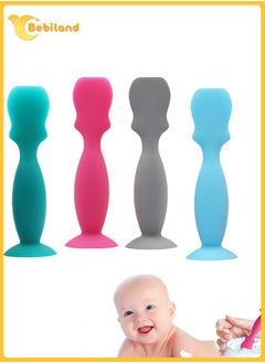 Buy 4 PCS Baby Diaper Cream Spatula, Silicone Nappy Rash Cream Applicator, Baby Spatula with Suction Cup for Newborn Baby Facial Cosmetic (Multicolour) in Saudi Arabia