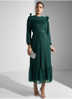 Buy Pleated Dress With Ruffle Hem in UAE