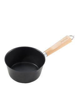 Buy High Quality Saucepan with Wooden Handle Black and Beige 16cm in Saudi Arabia