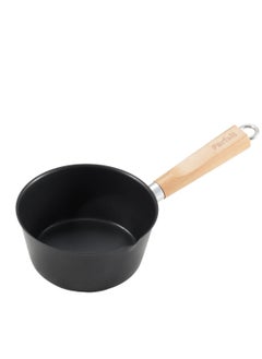 Buy High Quality Saucepan with Wooden Handle Black and Beige 16cm in Saudi Arabia