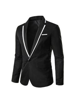 Buy Mens Slim-Fit Solid Long Sleeve Blazer Black in UAE