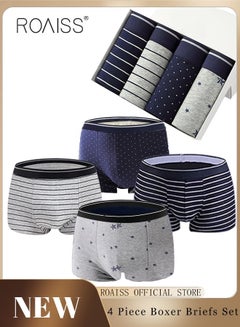 Buy 4 Packs of Men Boxer Briefs Shorts Breathable Soft Underwear Summer High Stretch Seamless Underwear in UAE