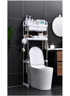 Buy Toilet Cabinet Rack Storage With Drawer White 69x26x144cm in Saudi Arabia