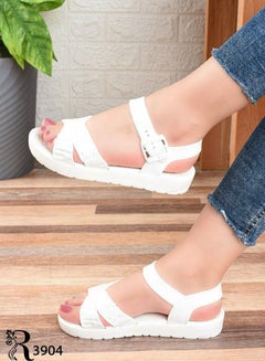 Buy Women's sandal comfortable white medical rubber flat in Egypt