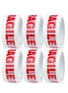اشتري Fragile Tape Roll 5 cm Width x 66 meters Length Strong Adhesive Red Fragile Warning Packing Tape for Shipping and Moving (6 Rolls) في الامارات