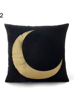 Buy Moon Printed Throw Cushion Cover Black/Gold 45x45cm in Saudi Arabia