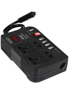 اشتري 300W Car Power Inverter DC 12V/24V to 220V AC with 4 USB Ports Fast Charging with 2 Universal Sockets with Multifunctional LED Display Photovoltaic Inverter في الامارات