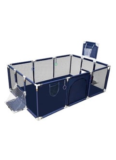 اشتري Large Stainless Steel Pipe Foldable Baby Playpen For Twins - Blue في الامارات