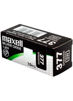 Buy 10-Pieces Maxell 377 / SR626SW 1.55V Silver Oxide Hg0% Zero Mercury Batteries in UAE