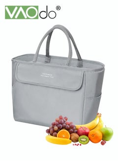 Buy Large-capacity Lunch Box Bag Thickened Material Bento Bag Heat Preservation And Cold Preservation Portable Portable Picnic Bag （Grey） in Saudi Arabia