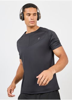 Buy Ultra Soft Micro Poly Front Zip Panel Detail Active T-shirt in Saudi Arabia