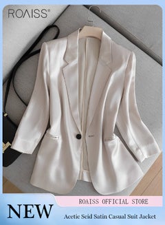 اشتري Women's Satin Smooth Suit Striped Glossy Casual Long-Sleeved Blazer في الامارات