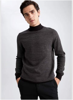 Buy Slim Fit Half Turtle Neck Long Sleeve Tricot Pullover in UAE