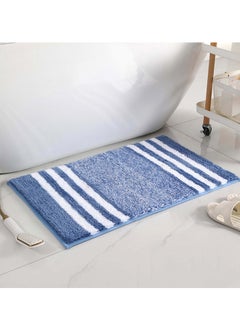 اشتري Bathroom Rugs Bath Mat 50x80cm Non Slip Fluffy Soft Plush Microfiber Shower Carpet Rug Machine Washable Quick Dry Ultra Bath Mats for Tub Bathroom and Shower Dark Blue. في الامارات