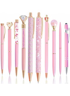 اشتري 10 Pcs Ballpoint Pens Set Party Favors for Kids Pink Gifts Pink Pens for Women Girls Office Supplies School Supplies Black Ink Metal Crystal Diamond Pens في السعودية