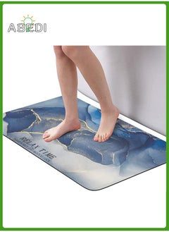 Buy Bath Mat with Highly Absorbent, Non Slip Floor Mat with Non Slip Texture of the Bottom, Comfortable Cushioned Floor Mat with Cotton like Fabric Sapphire in UAE