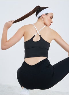 اشتري Contrast Straps Cross Back Longline Sports Bra في السعودية