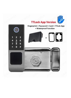 Buy Waterproof TTLOCK Bluetooth App/ Smart Outdoor Lock, Fingerprint Lock, Outdoor Gate, Digital Password, Remote App, Home Electronic Rim Lock in UAE