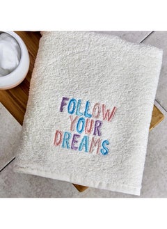 Buy Home Follow Your Dreams Embroidered Towel 30X50 cm in UAE