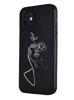 اشتري for iPhone 12 Mini Case, Shockproof Protective Phone Case Cover for iPhone 12 Mini, with Face & Flowers white Pattern في الامارات