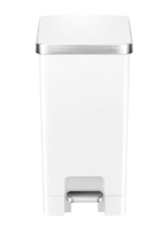 Buy Hana Elegant and Modern Design Slim Step Bin White and Silver 10 Liter EK6377-10L-WH in Saudi Arabia