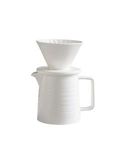 Buy Liying Handmade Pour Over Coffee Maker Set, Ceramic Coffee Brewer Hand Drip Cone Dripper & Coffee Pot Microwaveable (475ml) White in UAE