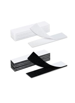 Buy Hook and Loop Strips with Adhesive,Industrial Strength Sticky Back | 1 x 4 Inch 16 Sets | Heavy Duty Double-Sided Fasten Mounting Tape (Black+White) in UAE