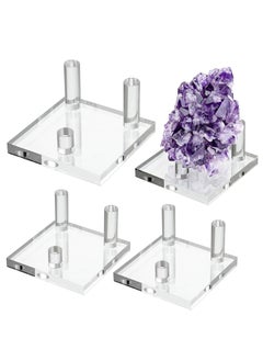 Buy Clear Acrylic Display Stand, Three-Peg Display Easel Stands for Fossil Coral Geodes Rock Mineral Agate Small Collectibles (Set of 4) in UAE