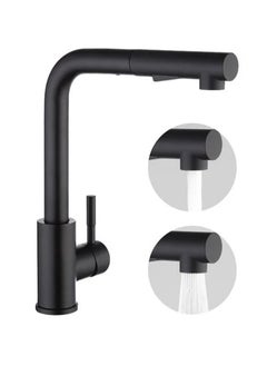 Buy Black Kitchen Faucet with Pull-out Sprayer Industrial Commercial 304 Stainless Steel  Lever 360° Rotation 2 Spray Modes Kitchen Sink Faucet Kitchen Equipment in Saudi Arabia