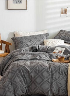 Buy Grey Patterned King Bedding Set 220X240Cm in UAE