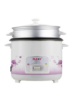 Buy Flexy 3L Electric Rice Cooker, 1000W: Stainless Steel, Non-Stick Pot, Tempered Glass Lid, Steam & Keep Warm Functions, Cool-Touch Handles for Safe and Easy Use. in Saudi Arabia