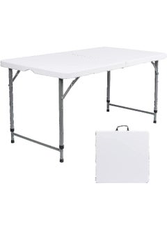 اشتري GO2CAMPS Foldable Camping Table, Lightweight Trestle Outdoor Camping Table, Heavy Duty Plastic Folding Picnic Table, BBQ Party, Festival, Event Table, Folds in Half with Carry Handle, White (122×60×75cm) في الامارات