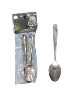 Buy A set of 12-piece stainless steel dessert spoons, silver in Saudi Arabia