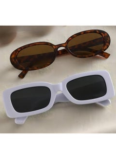 اشتري 2-Piece Punk Fashion Sunglasses Set for Women Men Casual Anti Glare Glasses for Beach Party في الامارات