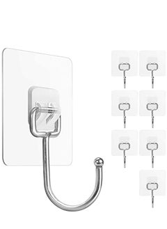 Buy 8 Pack Large Adhesive Hooks, Waterproof and Rustproof Wall Hooks for Hanging Heavy Duty, Stainless Steel Towel and Coats Hooks to use Inside Kitchen, Bathroom, Home and Office in Saudi Arabia