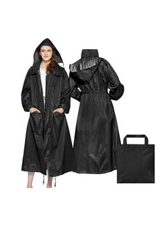 Buy Rain Coats for Women, Long Waterproof Coat Windproof Raincoat Lightweight Poncho Quick Dry Long Rain Jacket Hooded Raincoat for Women, Free Size(Black) in UAE