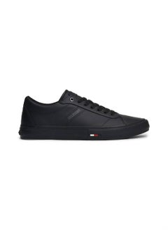 Buy Men's Leather Logo Lace-Up Trainers, Black - Leather in Saudi Arabia