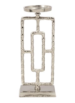 اشتري Chains Pillar Candle Holder, Silver - 14x51 cm في الامارات