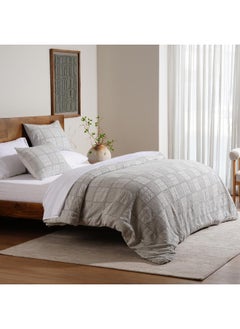 Buy Ttc Shirley Waffle 3-Piece King Comforter Set 240X260Cm - Quite Grey in UAE