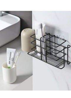 اشتري Toothbrush Holders For Bathroom,Wall Mounted Toothpaste And Toothbrush Holder With 5 Slots And 2 Cup Positions,For Toothpaste,Facial Cleanser,Comb في الامارات