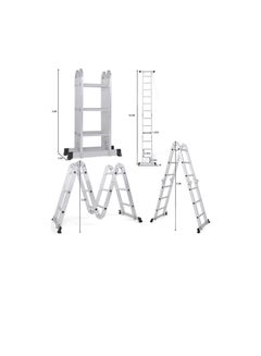 اشتري Robustline Multi Purpose Folding Step Ladder Platform Extendable Scaffold Ladder Aluminum 7 in 1 Extension Step Lightweight (4x3) في الامارات