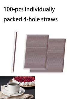 Buy 100-Pcs Individually Packed 4-Hole Straws, Food-Grade Eco-Friendly Material, Perfect for Coffee and Beverages in Saudi Arabia