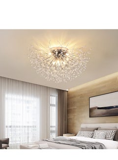 Buy 8 Head Silver Dandelion Crystal Ceiling Lamp G9 LED 3000K Living Room Bedroom Dining Room Lamps in Saudi Arabia