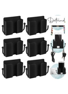 Buy 6 Pieces Wall Mount Phone Holder Self-Adhesive Wall Beside Organizer Storage Box Plastic Charging Phone Stand Remote Wall-Mounted Phone Brackets Holder for Bedroom (Black) in UAE