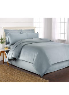 Buy Bamboo Duvet Cover Single Size 160x220 cm With Button Closing and Corner Ties 400TC Cool, Anti-Allergic, Soft and Silky – Sky Blue in UAE