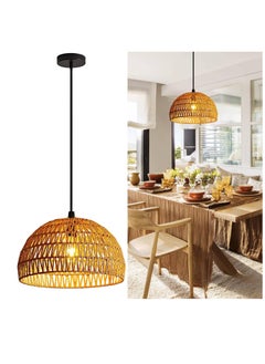 Buy Rattan Pendant Light Rattan Woven Lampshade Hanging Lamp for Dining Room Bulb Included in UAE