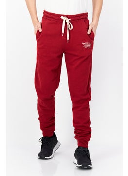 اشتري Men Drawstring Brand Logo Sweatpants, Red في الامارات