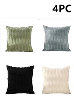 اشتري 4-Piece Decorative Cushion Cover Pillow Cases Corduroy Multicolor 45x45 Centimeter في الامارات