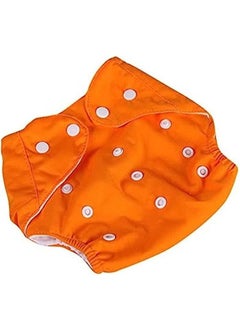 Buy Cloth Diaper for Training and Swimming Adjustable, Washable and Reusable - Adjustable Size - with 2 Pieces of Cotton - (0 to 2 and a half years) (3KG to 12KG) (Orange) in Egypt